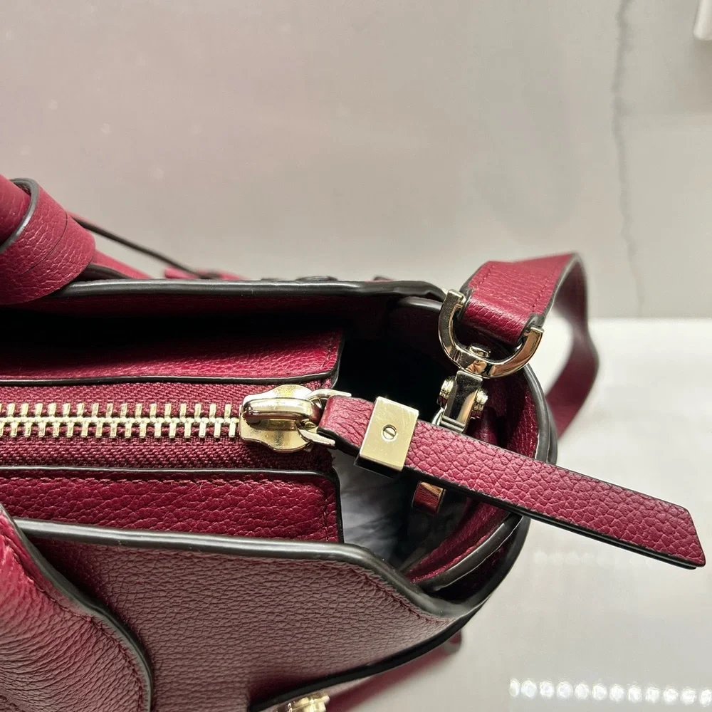 Henri Bendel Burgundy Floral Satchel - Picture 7 of 11